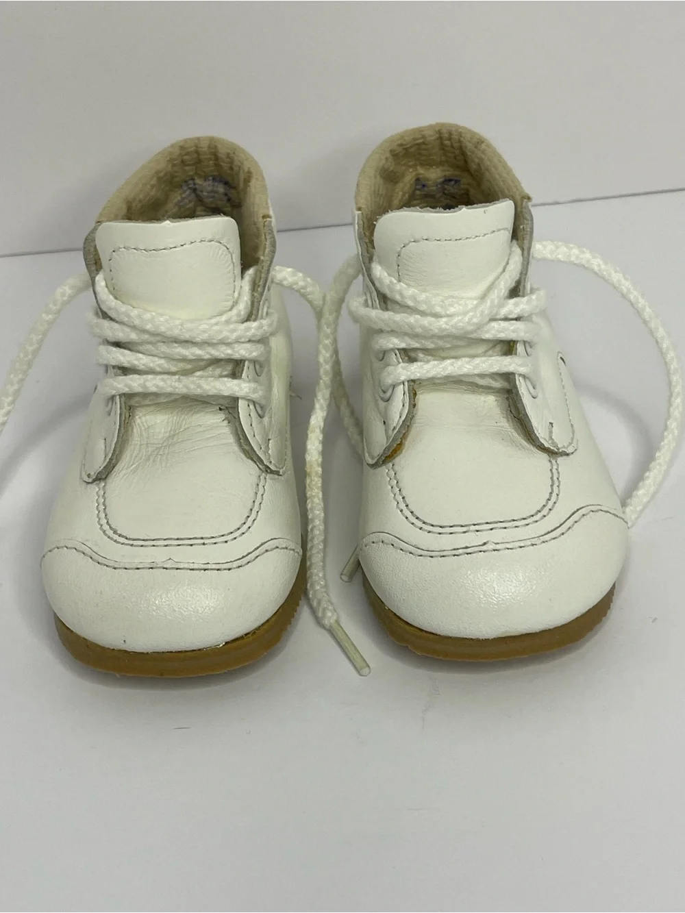Vintage Toddletime White Leather Baby Walker Shoes Size 3 M USA
